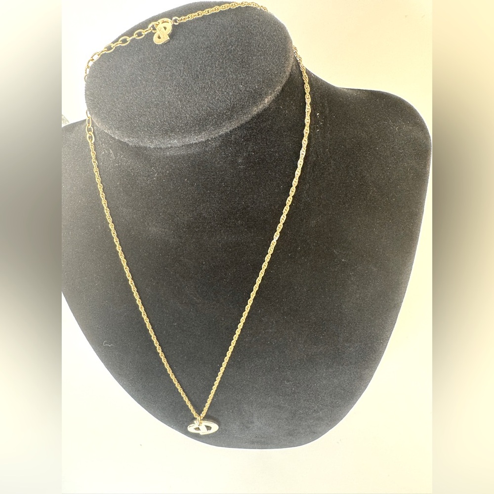 Christian Dior CD Logo Pendant Necklace 1970s–80s Germany Vintage Rope Chain - Picture 2 of 13